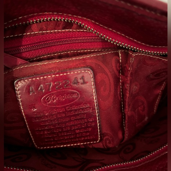 Brighton Vintage Shoulder Bag/Purse -Red Leather w/2 braided handles. Registered - Picture 5 of 9